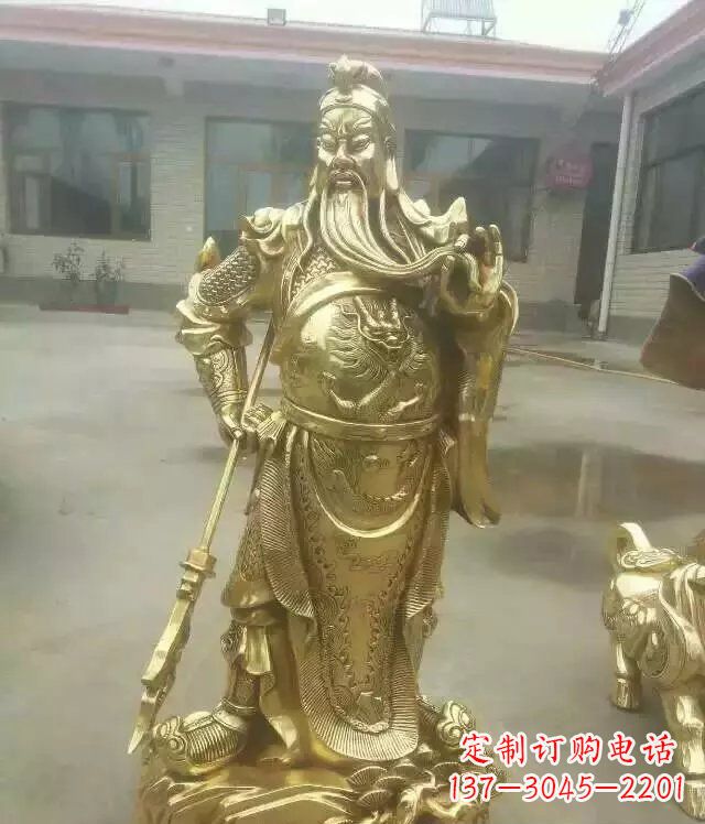 江西中领雕塑定制关公提刀武财神铜雕