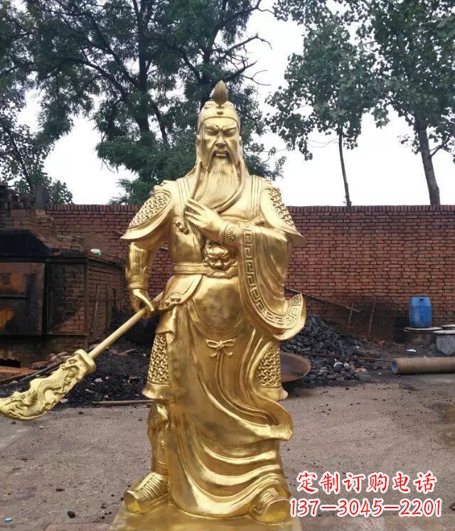 江西关公提刀武财神铜雕,展现神秘而又令人敬畏的力量