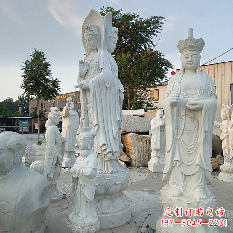 江西中领雕塑-观音石雕汉白玉菩萨
