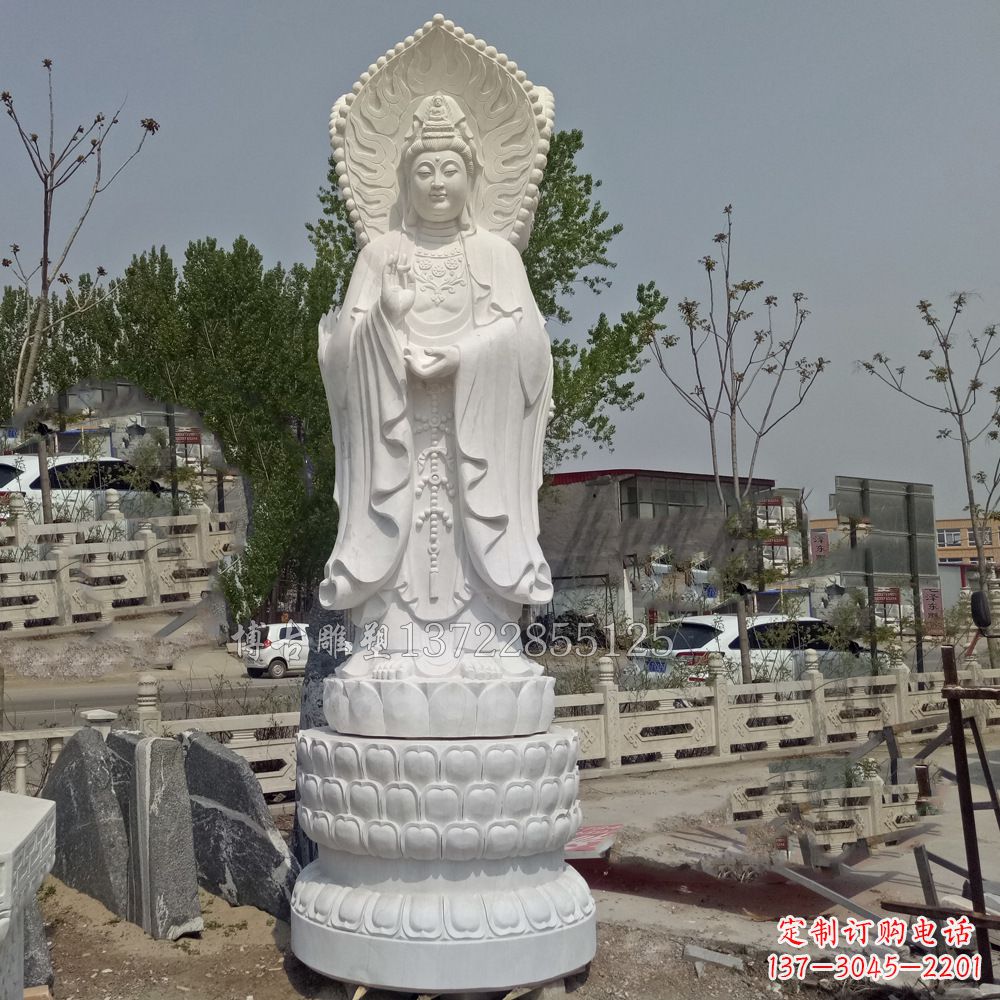 江西观音菩萨汉白玉石精美雕塑