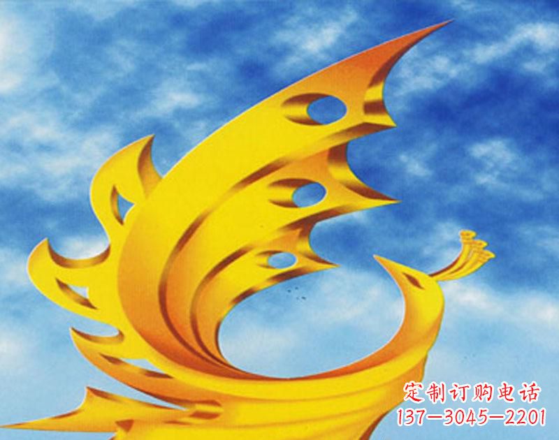 江西广场摆u需i高金色的凤凰雕塑