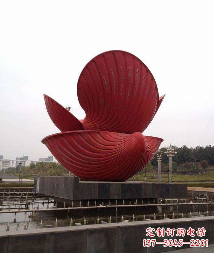 江西广场不锈钢贝壳喷泉雕塑