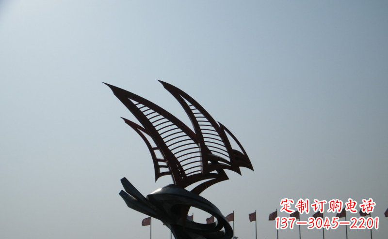 江西广场不锈钢抽象帆船雕塑