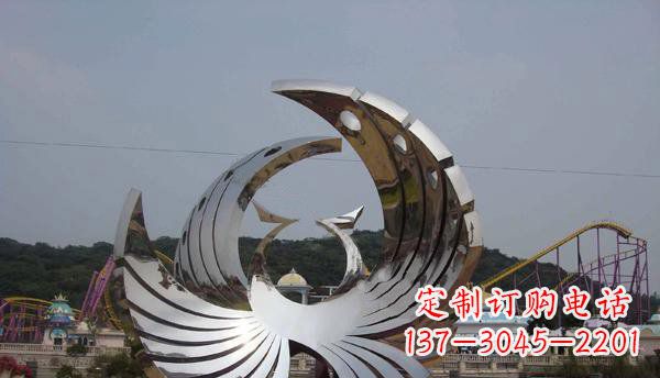 江西广场不锈钢抽象凤凰雕塑 (2)