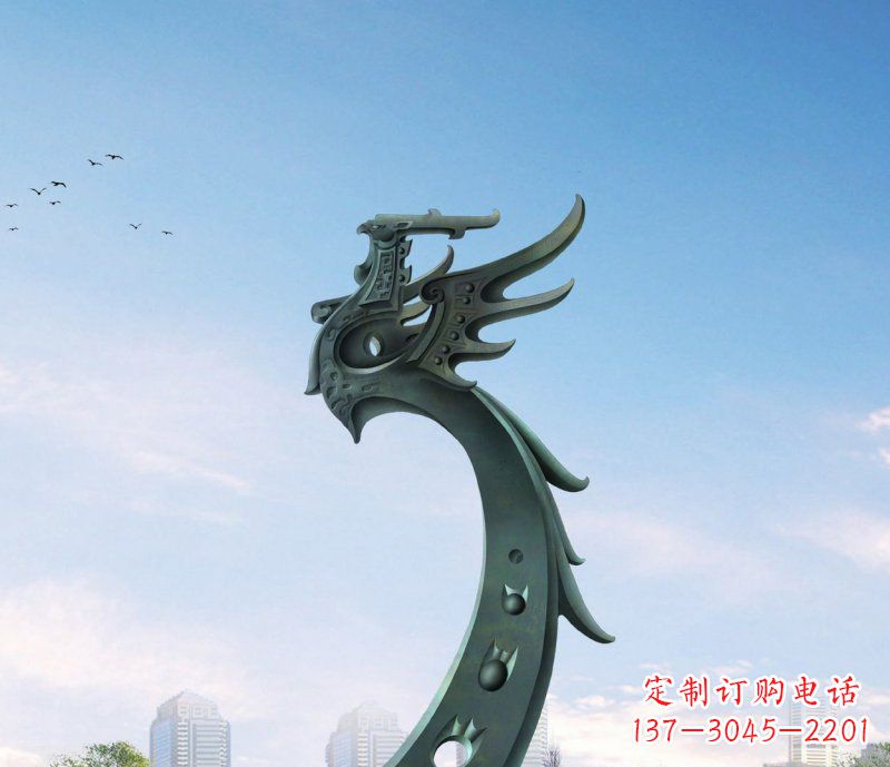 江西广场不锈钢抽象凤凰雕塑 (6)