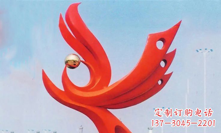 江西广场不锈钢抽象凤凰雕塑_2