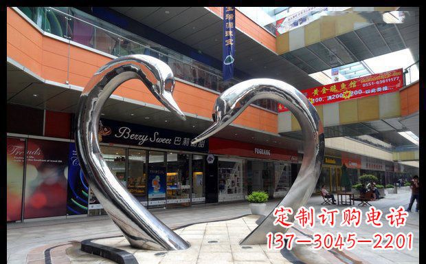江西中领雕塑:精美的不锈钢抽象天鹅雕塑