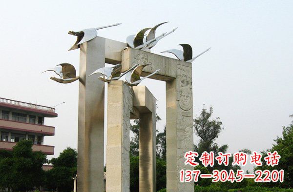 江西广场不锈钢大雁动物雕塑