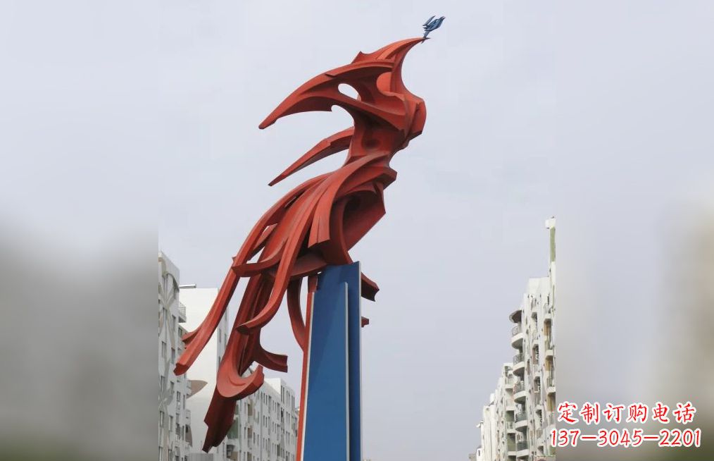 江西广场不锈钢凤凰抽象雕塑