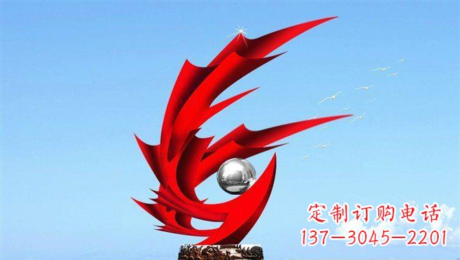 江西广场不锈钢凤凰大型抽象雕塑