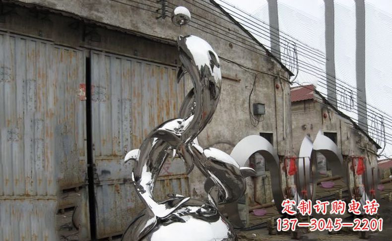 江西广场不锈钢海豚雕塑