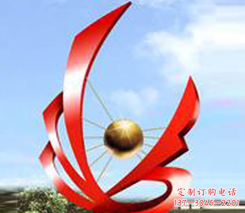 江西让风带来梦想——中领雕塑飘带球网景观雕塑