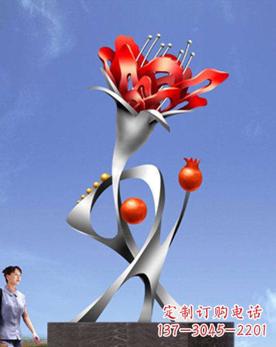 江西精美不锈钢石榴花雕塑,震撼了审美的眼睛
