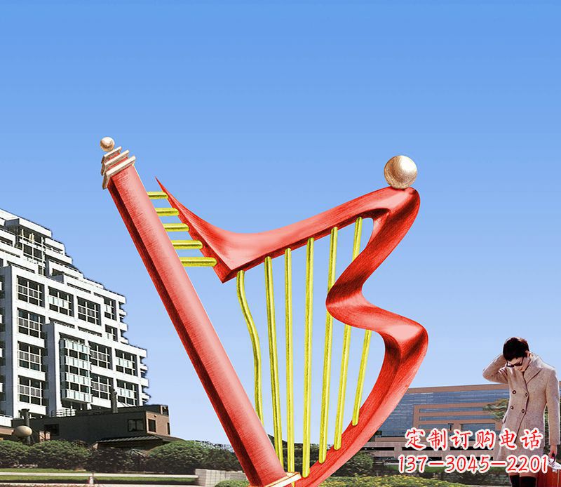江西精美不锈钢竖琴雕塑