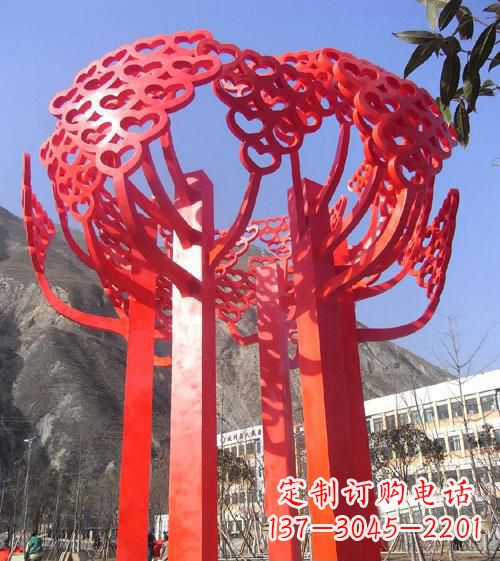 江西不锈钢心形树叶大树雕塑,展示爱与生命