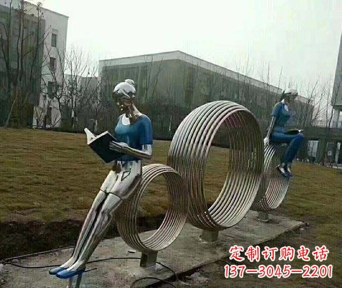 江西环绕书香之美的不锈钢圆环雕塑