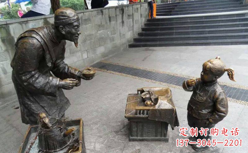 江西小女孩铜雕,古朴优雅