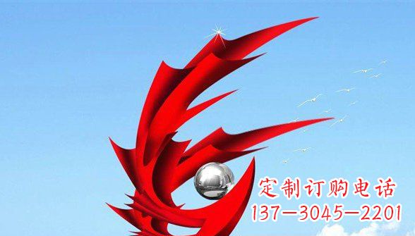 江西广场抽象凤凰不锈钢雕塑 (2)