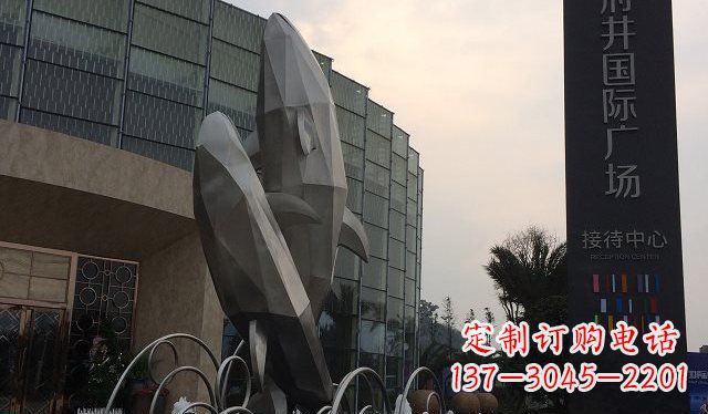 江西广场抽象海豚不锈钢雕塑