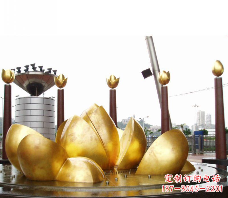江西全新设计!中领雕塑莲花抽象广场雕塑