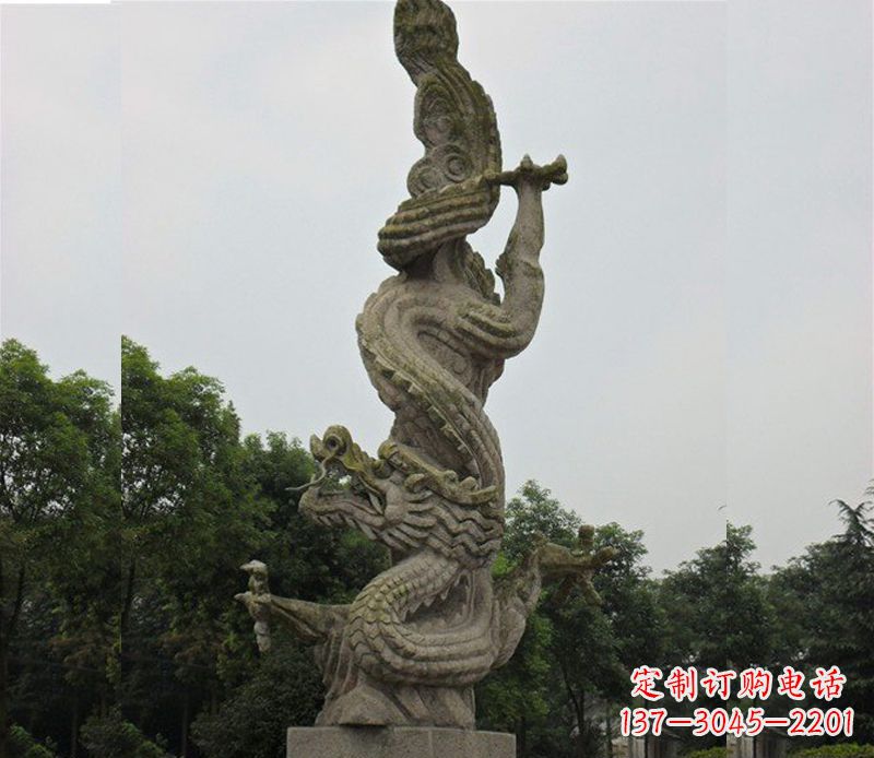 江西中领雕塑|古典美感的大理石龙雕塑