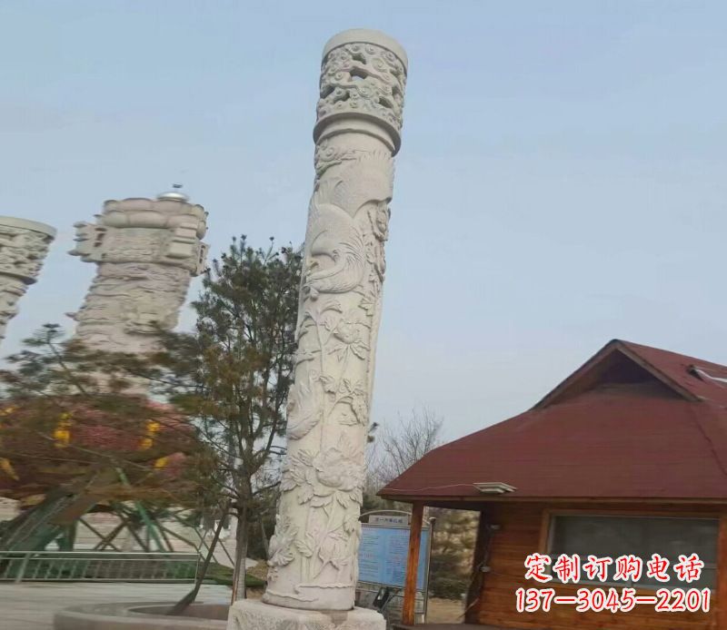 江西广场大理石龙柱景观石雕_1