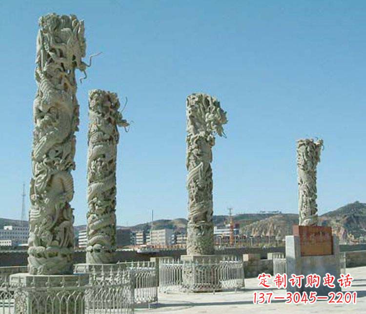 江西广场大理石盘龙柱景观石雕 (4)