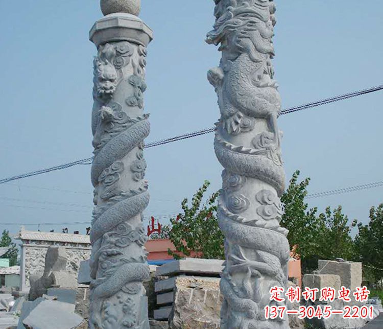 江西广场大理石盘龙柱景观石雕_1