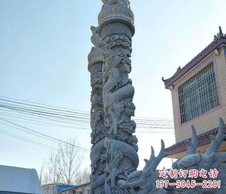 江西精美广场大理石龙柱雕塑