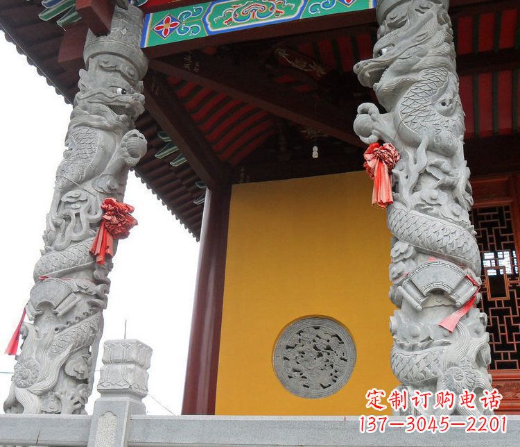江西广场大理石盘龙柱景观石雕_2
