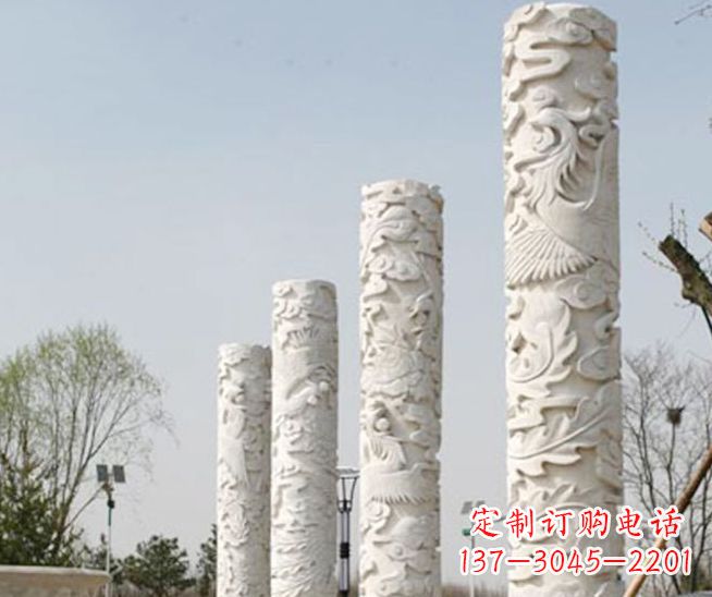 江西尊贵优雅,凤凰浮雕龙柱景观石雕