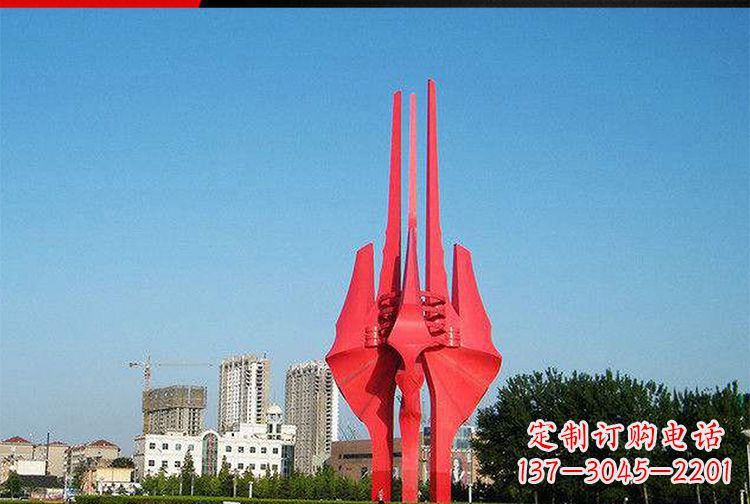江西中领雕塑红色不锈钢树叶雕塑