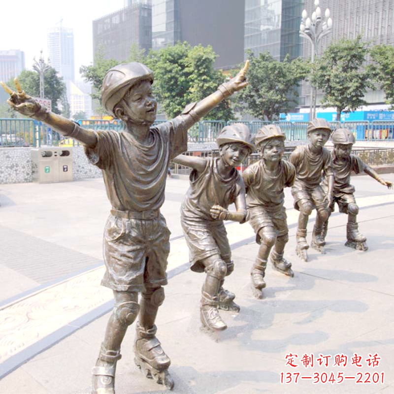 江西精致巧雕的滑旱冰小孩雕塑