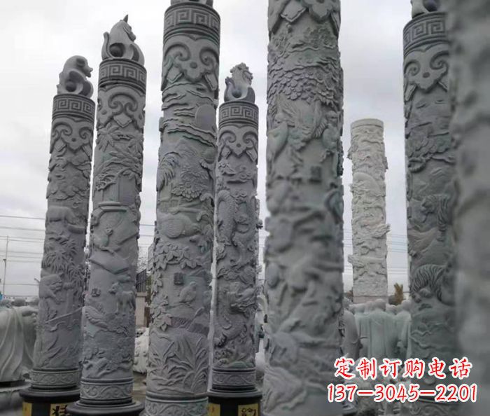 江西广场景观12生肖石柱 (2)