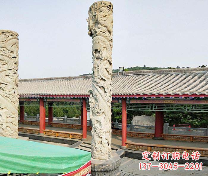 江西雕刻精致的大理石龙柱石雕