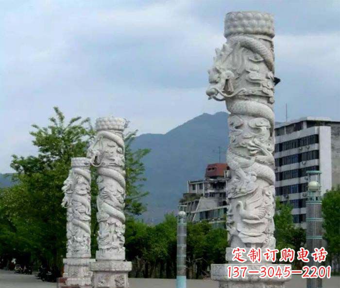江西精美工艺大理石龙柱雕塑