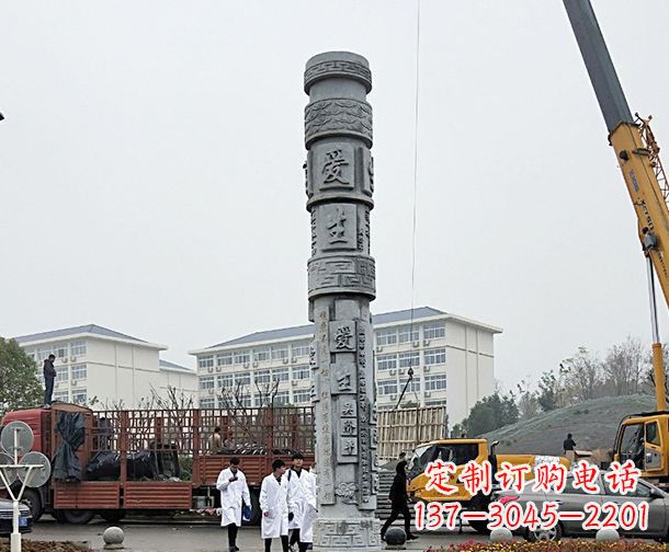 江西广场景观大理石龙柱石雕 (7)
