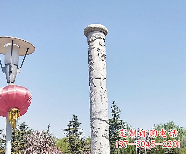 江西广场景观大理石龙柱石雕 (6)