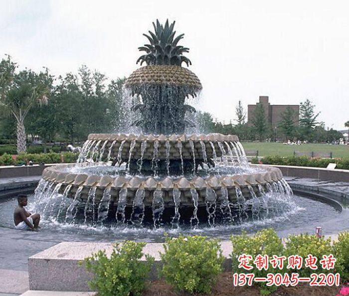江西广场景观大型菠萝喷泉石雕