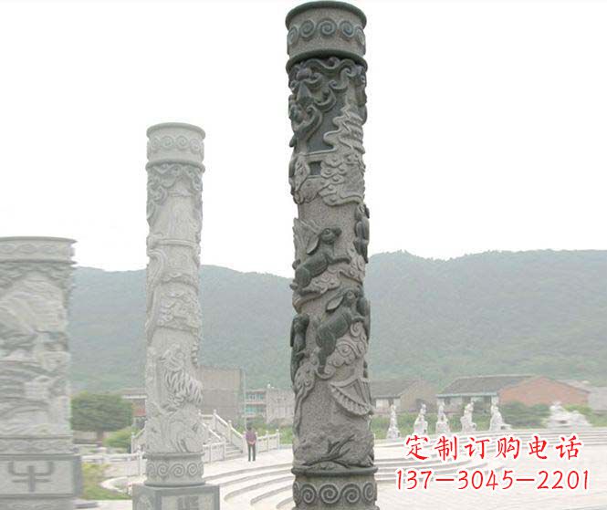 江西中领雕塑:多彩活力的12生肖石柱