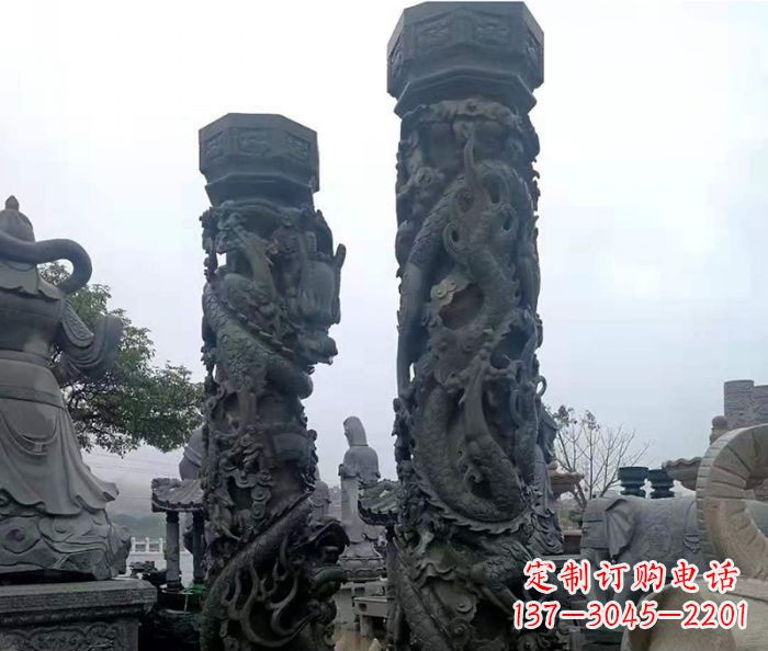 江西安静传承-中领雕塑广场景观仿古盘龙柱石雕