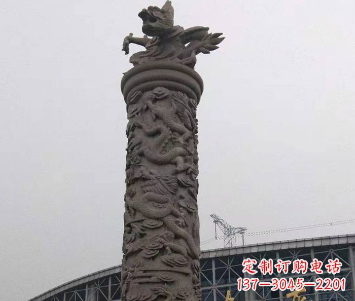 江西中领雕塑|仿古盘龙柱石雕