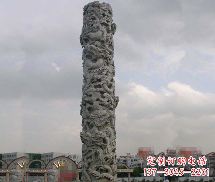 江西精美仿古盘龙柱石雕