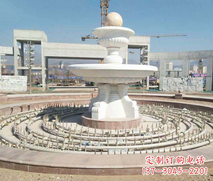 江西广场景观汉白玉风水球喷泉石雕