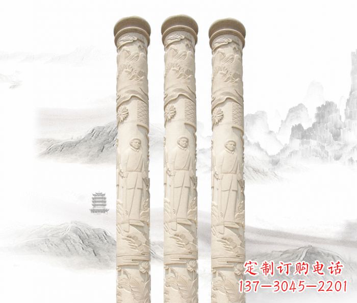 江西精致大气的汉白玉龙柱雕塑