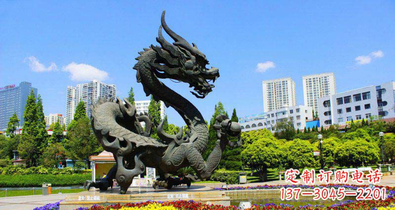江西广场龙戏珠景观铜雕