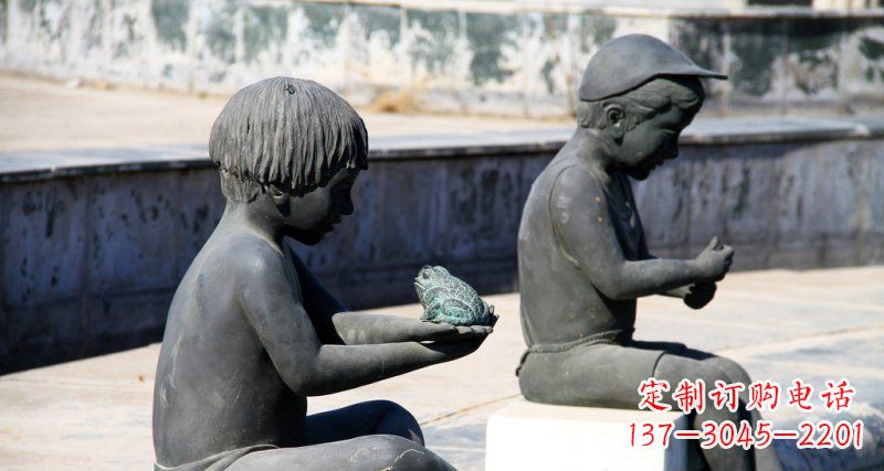 江西儿童景观铜雕,携带童趣的青蛙