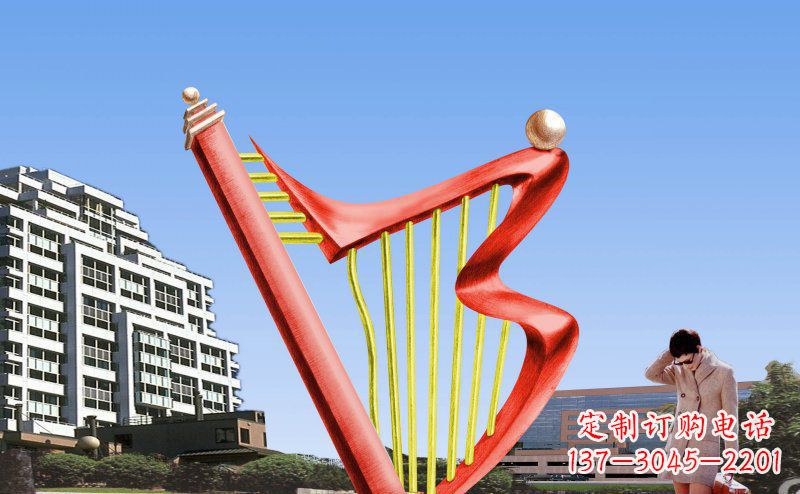 江西中领雕塑精制不锈钢竖琴雕塑
