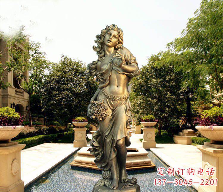 江西华丽蓬勃的铜雕女神像