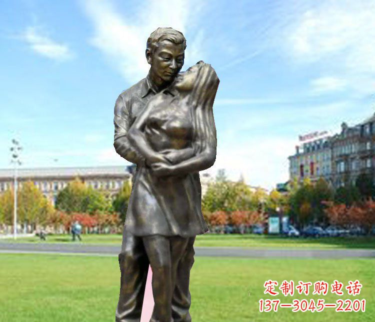 江西一颗爱的心,用铜雕情侣人物雕塑表达